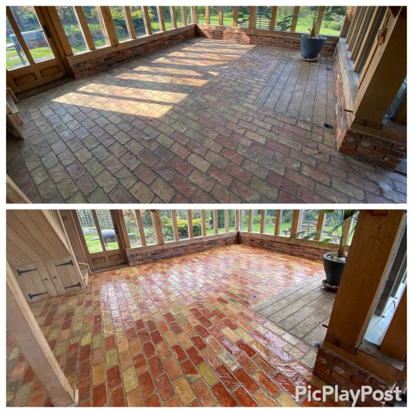 tbrick floor cleaned